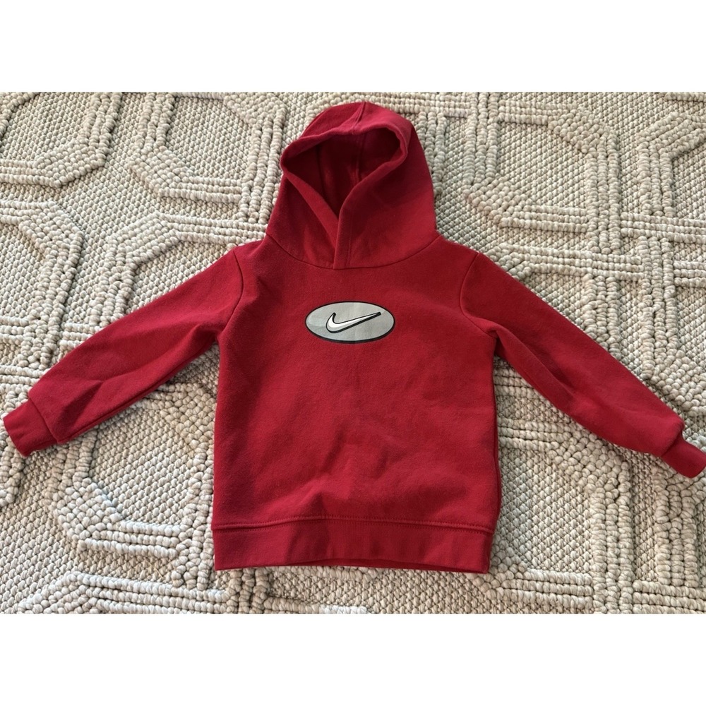 Nike Red Gray Hoodie Logo Boys Toddler Size 24 Months